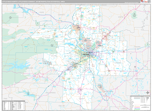 Little Rock-North Little Rock-Conway Metro Area Wall Map